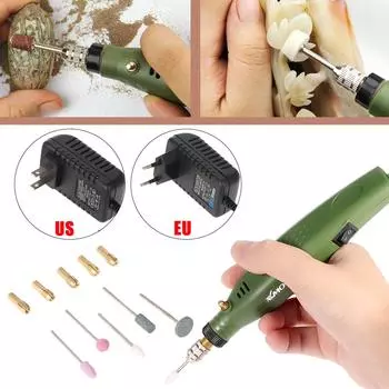 AC110-230V Электрический шлифовальный набор, роторная дрель, шлифовальный инструмент, набор для гравировки EU Plug