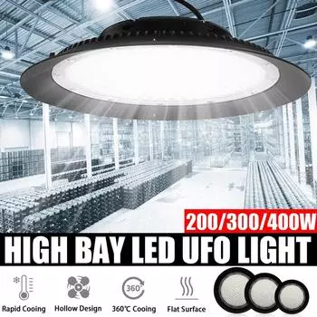 AC220V 6500K 200W 300W 500W Светодиодный светильник High Bay Высокая яркость Промышленное освещение Мастерская Склад Гараж Светодиодная лампа НЛО 200w