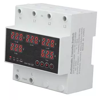 AC220V автоматический переключатель передачи 63A 3P4W светодиодный дисплей регулируемый предохранитель напряжения для домашнего генератора инвертора 35 мм монтаж 63A