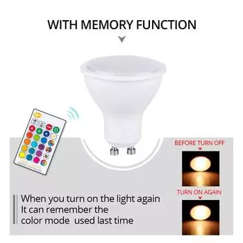 AC85-265V RGBW RGBWW 200LM GU10 LED Bulb Ampoule LED 10W Bombillas Led Lamp Dimmable GU10 RGB 16 Colors Remote Controller