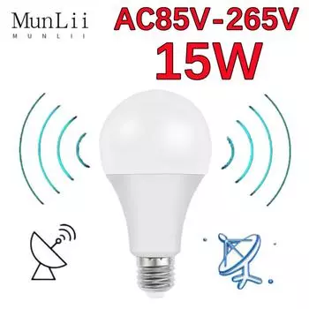 AC85V-265V E27 Микроволновой радар Датчик движения Лампочка Светодиодная лампа Авто Умная инфракрасная лампа Энергосберегающая домашняя крыльцо Лестница Прихожая 5W белый