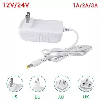 AC 110-240 В постоянного тока 12 В 24 В 1A 2A 3A Универсальный адаптер питания адаптер зарядного устройства ЕС, США, Австралия, Великобритания для 5050 3528 светодиодные ленты 12V 1A EU Plug