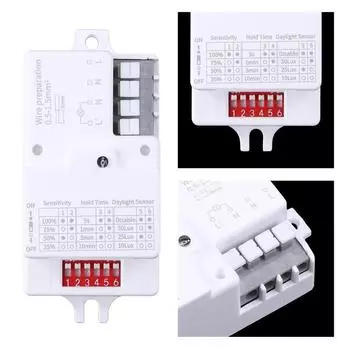 AC 220V-240V/50Hz Микроволновая печь для радарного датчика Детектор движения тела для светодиодной подсветки белый