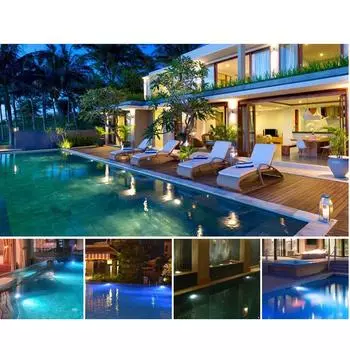 AC/DC 12 В 10 Вт RGB светодиодный подводный светильник с дистанционным управлением 16 цветов, смена 4 световых эффекта IP65 чёрный