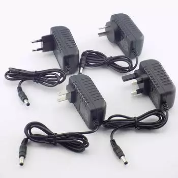 AC DC 12 В 2A 2000ma Адаптер питания EU UK AU US PLUG 5,5*2,5 мм Настенное зарядное устройство для светодиодной ленты лампы камеры видеонаблюдения EU PLUG