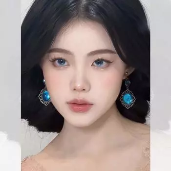 Accessible Luxury Blue Retro Hong Kong Style Personalized Eardrops Zircon Blue zircon earrings