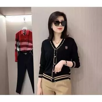 Accessible Luxury British Style All-Matching Graceful Fashion Tencel Cardigan