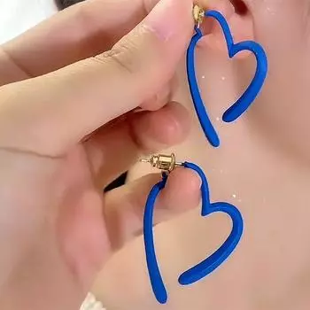 Accessible Luxury Clay Heart Women s Personalized Minority Earrings Klein blue Heart earrings