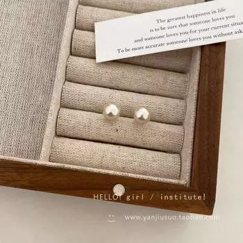 Accessible Luxury Cotton Women s Autumn Winter Retro Unique Pearl Stud Earrings 8mm cotton pearl stud earrings