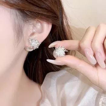 Accessible Luxury Fabulous Pearl Female New Arrival Unique Niche Style Flowers Double-sided fireworks Pearl(925 silver needle)