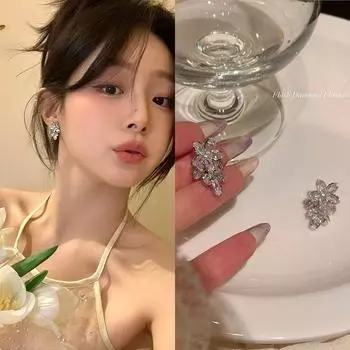 Accessible Luxury Flower Female Best Selling Classy Unique Ear Clip Zircon Pair of 925 silver needles