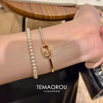 Accessible Luxury Heavy Industry Oval Super Flash Female New Arrival Moissanite Golden bracelet single ~