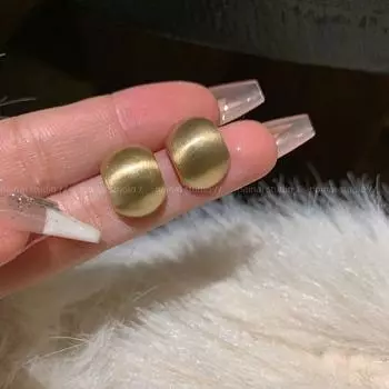Accessible Luxury Matte Arc Frosted Niche Style Design Ear Studs Golden Silver Needle