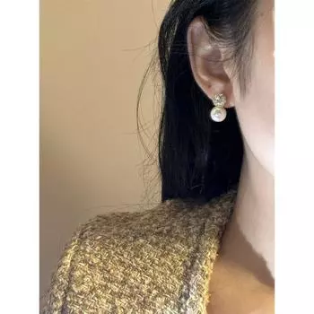 Accessible Luxury Pearl Fall and Winter Fancy Earrings Vintage Zircon 3770A precious diamond pearl Silver Needle
