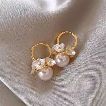 Accessible Luxury Pearl Female Special-Interest Design Retro Unique Flower Pearl Flower Earrings