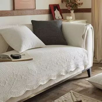 Accessible Luxury Pure Cotton Sofa Cushion 2024 New Arrival Non Slip All Year Round Neutral Fancy French Fabric Classy Sofa Cover Empty Mountain Bird Language-Mi Bai 70 * 70cm