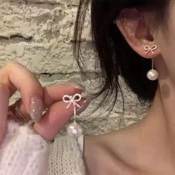 Accessible Luxury Rear-Mounted Tassel Women s Unique Pearl Earrings S925 Silver Needle Gold Tassel Pearl