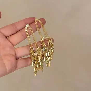 Accessible Luxury Rich Home Gold Long Women s Unique Generous Earrings Wheat earrings-Silver Needle
