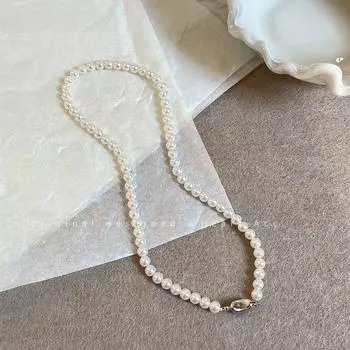 Accessible Luxury Shijia Female Elegant Sweater Chain Fancy Pearl 6mm shell bead necklace