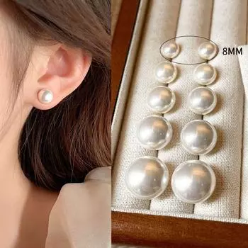 Accessible Luxury Shijia Steamed Bread Best Selling Female Temperamental Pearl Stud Earrings 8mm Shijia White Steamed Bread Pearl
