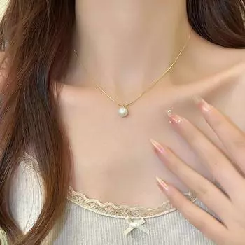 Accessible Luxury Small Pieces of Silver Women s Niche Style Pearl Necklace Single pearl necklace