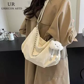Accessible Luxury Small Super Popular Bag Women s 2025 New Arrival Summer Fancy Messenger Bag Large Capacity Work Clothing Dumpling Bag White belt pendant [main figure]]