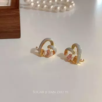 Accessible Luxury Sugar Drip Glazed Exquisite Women s Pearl Stud Earrings Drop glaze Heart