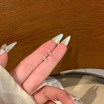 Accessible Luxury Whole Body 925 Silver Removal-Free Fancy Ear Studs Full body S999 silver-pink pair