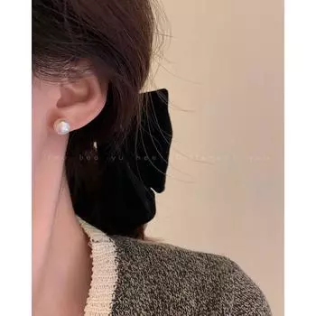 Accessible Luxury Women s Niche Style French Earrings Best Selling Big Pearl 8mm pearl earrings-Silver Needle