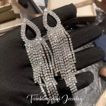 Accessible Luxury Yang Mi Super Flash Zircon Party Dress Women s Earrings Silver stud earrings