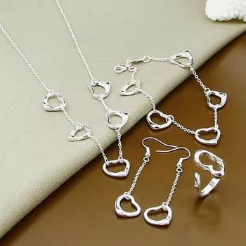 Accessories 5, Heart Necklace Bracelet, Earrings, Ring Set T119