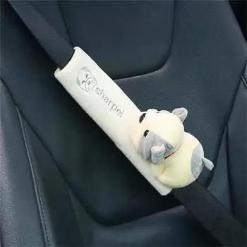 Accessories Cute Seatbelt Cover Puppy Plush Shoulder Car Seat Cover Auto Seat Belts Covers Pink Cat white sharpei