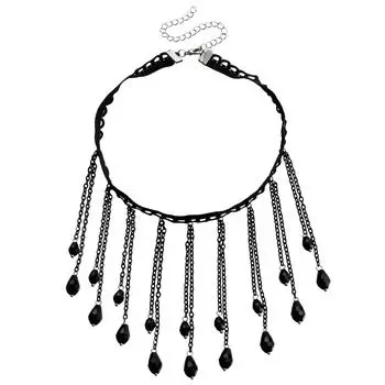 Accessories French Black Crystal Gothic Wind Water Drop Tassel Necklace Lolita Lace Necklace Necklace Necklace чёрный