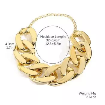 Accessories, Gold Personality Hip Hop Necklace Exaggerated Ccb Acrylic Exaggerated Necklace