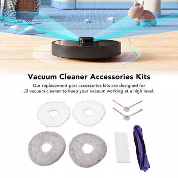 Accessories Kit For J3 Vacuum Cleaner Parts 1 Roller Brush 2 Side Brush 1 Filter 2 White Rag 2 Grey Rag