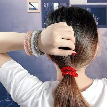 Accessories Trendy for Women Girls Student Crystal Hair Rope Hair Ties Rubber Band Ponytail Holder серый