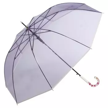 Accessory Umbrella Purple Long Umbrella Rib 61cm Large Jump Ladies Handle Stylish Flower Clear Simple Cute Shiny Instagram Commuting to School Women