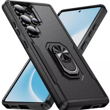 Accurate Cutouts Stand Ring Cover for Samsung Galaxy S24 Ultra Plus FE 5G Hard Case for Galaxy S24 FE чёрный