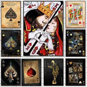 Ace of Spade покерные постеры Jack Queen King игральные карты крутые современные художественные картины на холсте принты для гостиной домашние фотографии Декор 21x30cm No Frame
