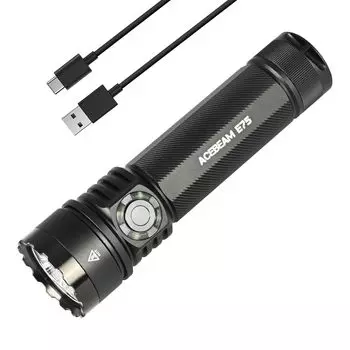 ACEBEAM E75 Яркий светодиодный фонарик 4500 люмен Высокая яркость Мощный перезаряжаемый IP68 Водонепроницаемый Маленький удобный фонарь Рабочий фонарь для кемпинга