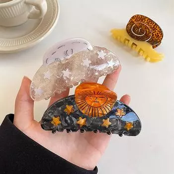 Ацетат Винтаж Звезда Ангел Зажим Фэнтези Элегантный Акула Зажим Креативный Животный Улитка Волосы Коготь Для Женщин Девочек Аксессуары Для Волос