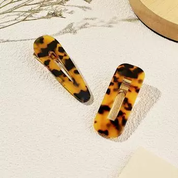 Ацетатная шпилька для волос с леопардовым принтом и каплями воды, квадратная заколка для челки, заколка для волос с рваным краем, милая заколка для девочек в форме утиного клюва