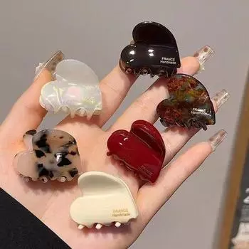 Ацетатные крабы для женщин и девочек 3,5 см милые мини-зажимы в форме сердца аксессуары зажим в виде акулы зажимы маленький коготь для волос one size морилка 19 красный