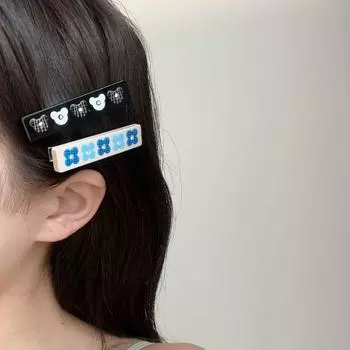 Ацетатный горный хрусталь, корейский стиль, цветок, заколка в виде утконоса, заколка для волос с медведем, боковая заколка с допамином, заколка для волос Y2K