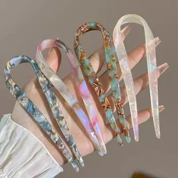 Ацетатный леопардовый принт геометрическая палочка для волос простая U-образная женская заколка для волос китайские элегантные ретро спиральные аксессуары для укладки волос