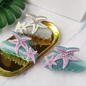 Acetic Acid Acetate Hair Claw Rhinestone Large Shark Clip Starfish Hair Grab Clip Wedding