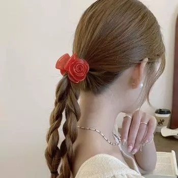 Acetic Acid Flower Hair Clip Cute Hairpin Small Shark Clip Personalized Rose Hair Claw Female style 5