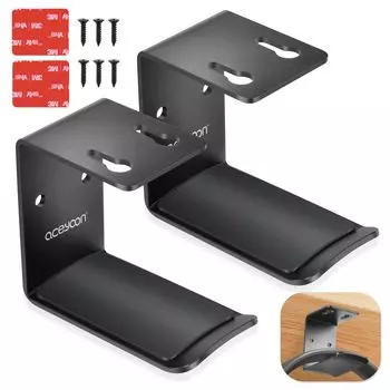 aceyoon Настенный держатель для наушников, алюминиевый держатель для наушников, держатель для наушников с нагрузкой, подходит для мелких предметов, черная подставка, набор из 2 штук, крепление, настольный, крючок,