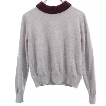 ACNE STUDIOS wool Long sleeve knit S Gray x Bordeaux sweater Women Used