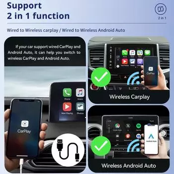 Acodo 2In1 AI Box беспроводной Carplay Android Auto адаптер автомобильный проводной беспроводной USB-ключ для Kia Hyundai Toyota Honda Mitsubishi
